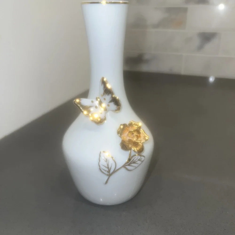 White Porcelain & Gold Vase by I. W. Rice 
